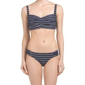 Bond-Eye Navy Striped Women's Bikini Set-Navy Blue/White Sz: 12